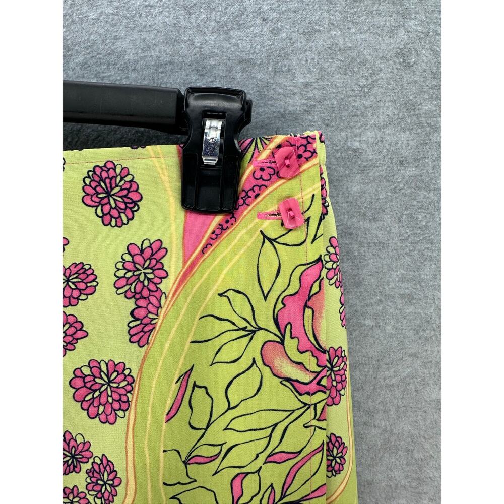 Vintage Sag Harbor Womens sz 10 faux Wrap Midi Skirt Floral Bright Vacation 90s - Picture 4 of 9